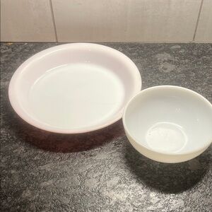 Pyrex Red/ Orange pie plate and small oven proof bowl by Corningware